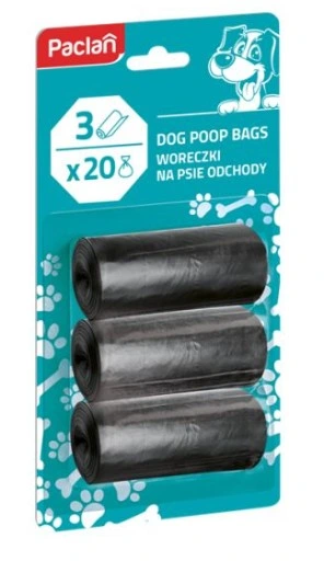 Woreczki na psie odchody Doggy Bags 3 x 20szt czarne PACLAN EAN GTIN 5900942134403.webp