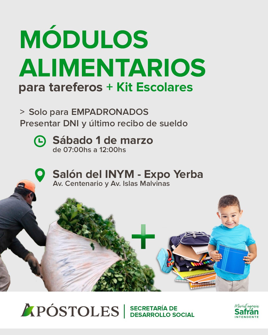 Gran entrega de Módulos Alimentarios y Kits Escolares para tareferos en Apóstoles