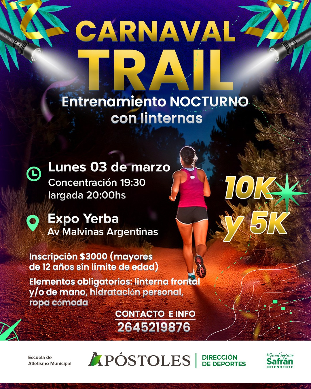 CARNAVAL TRAIL: Un Entrenamiento Nocturno con Linternas en Apóstoles