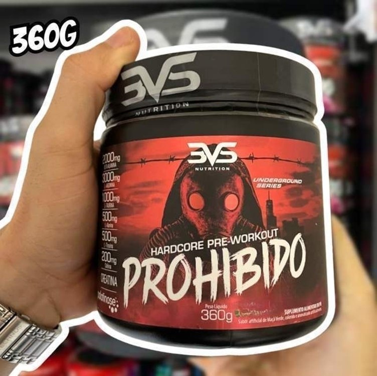 PROHIBIDO HARDCORE PRÉ TREINO 360g – Sabor: Citrus – A Combinação Perfeita De 8 Ingredientes que proporcionam energia do início ao fim do seu Treino