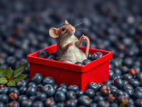 www.naked-ai.art - A red box of blue berries with a rat dancing inside.jpg