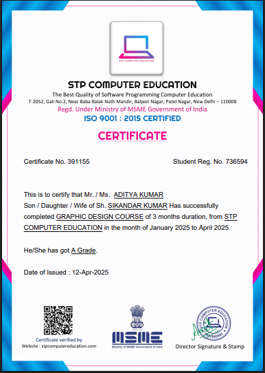 Graphic Design Course Certificate