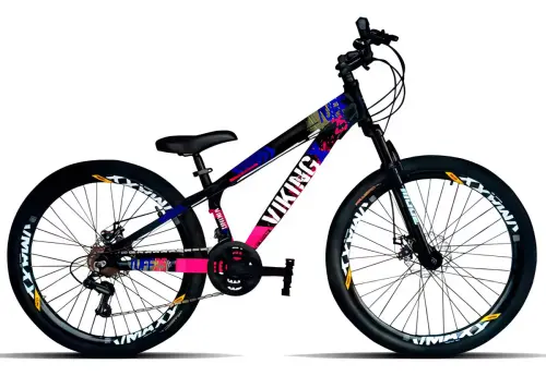 72 Bicicleta mountain bike VikingX Tuff 25 R26 preto azul rosa branco.webp