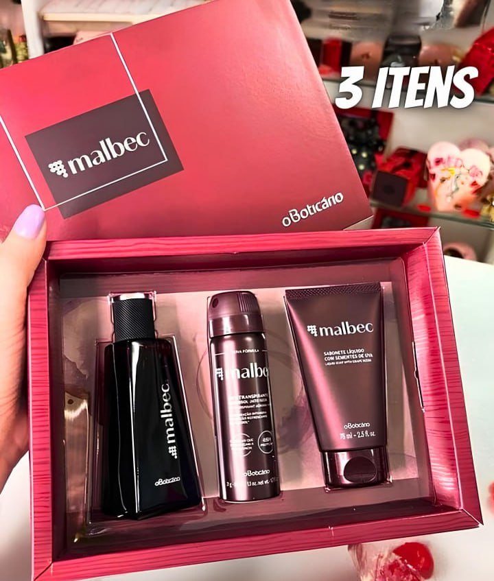 Presente Malbec Masculino O Boticário 3 Itens 50 mL