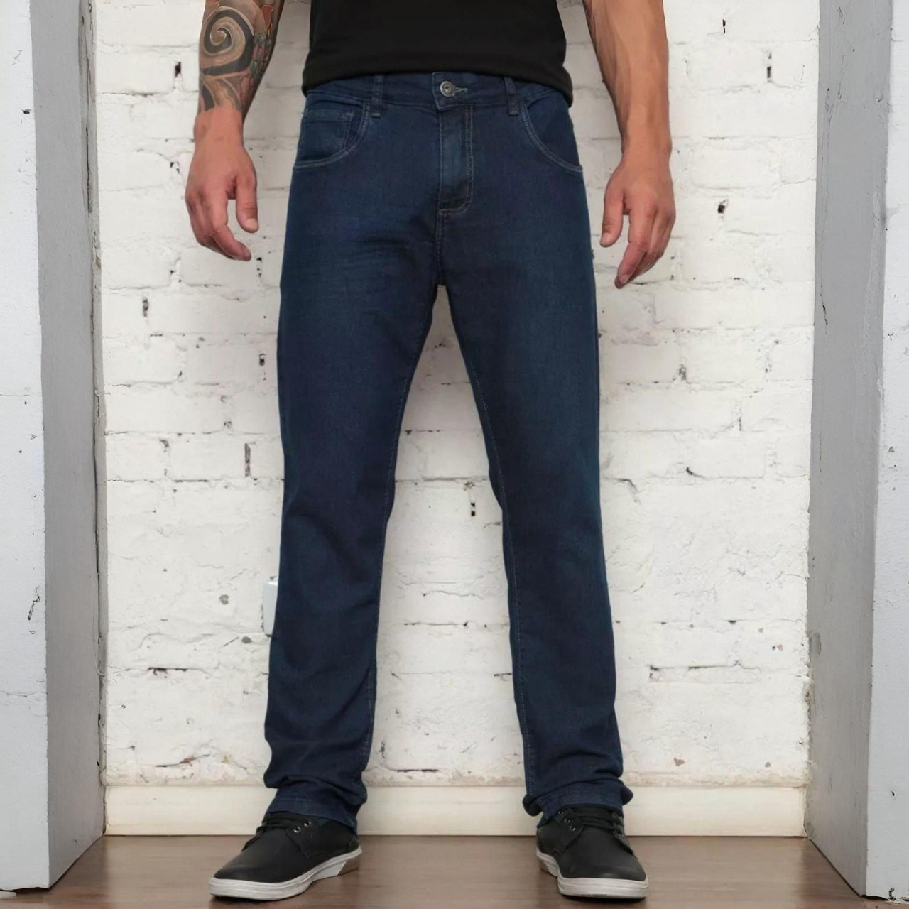 Calça Jeans Masculina Tradicional Corte Reto