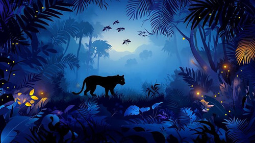 black panther walks through blue night jungle 309199 33515.jpg