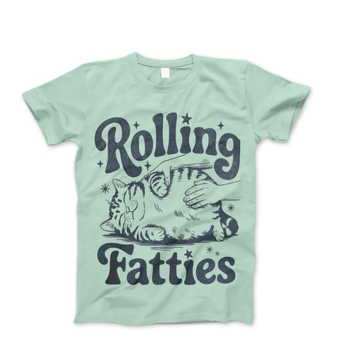 Photograph of four blank t-shirts greys beige and army green. Clipping path included. Ready for your.jpg