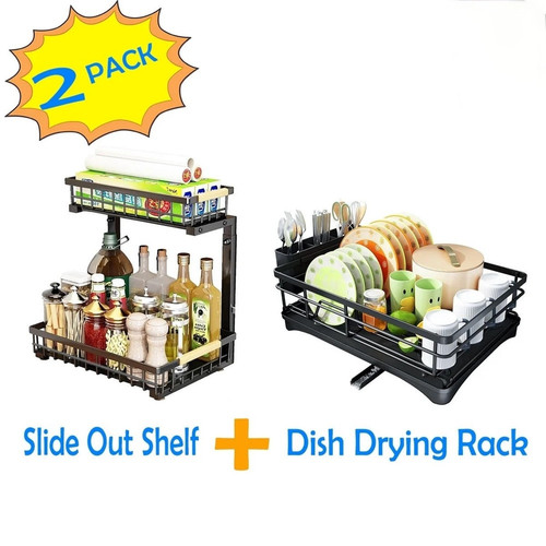 Set Of 2 Dish Drying Rack and Under Sink Organizer Rack for Kitchen.jpg