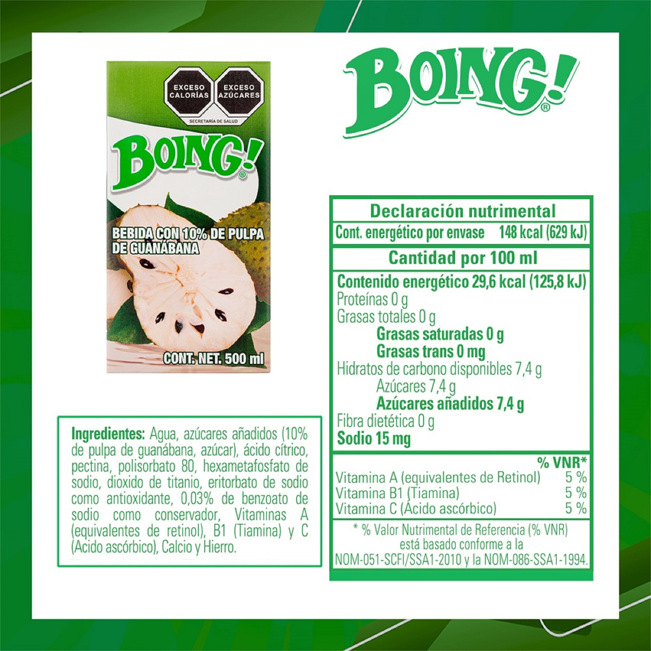 Bebida Boing con 10% de pulpa de Guanabana 500 ml || Bodega Aurrera ...