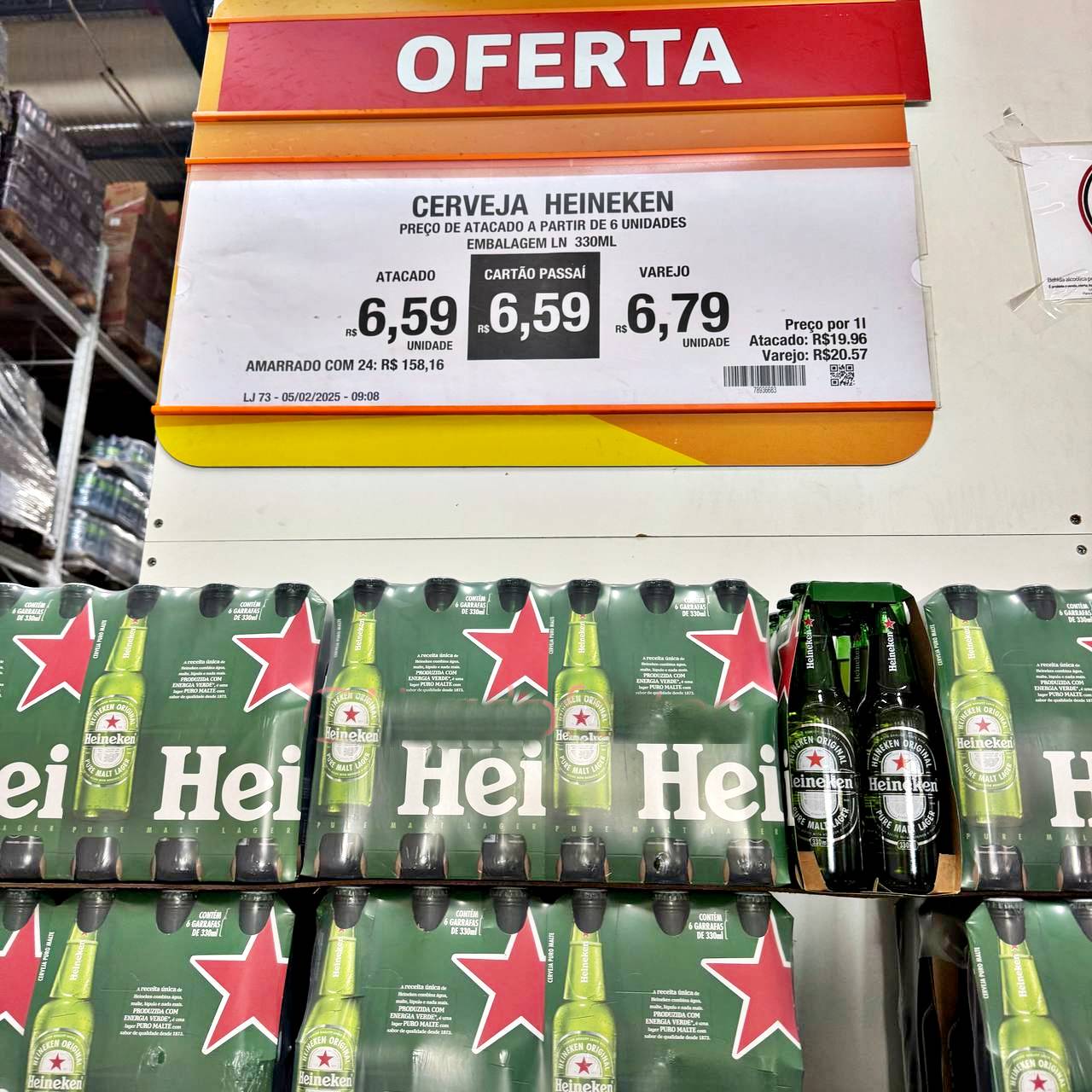 Cerveja Heineken Premium Puro Malte Lager – Pilsen 6 Garrafas Long Neck 330ml