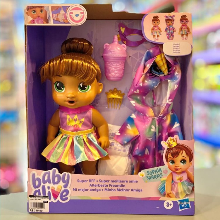 Baby Alive Minha Melhor Amiga Sophia Sparkle Cabelos Castanhos brinquedo boneca bebê