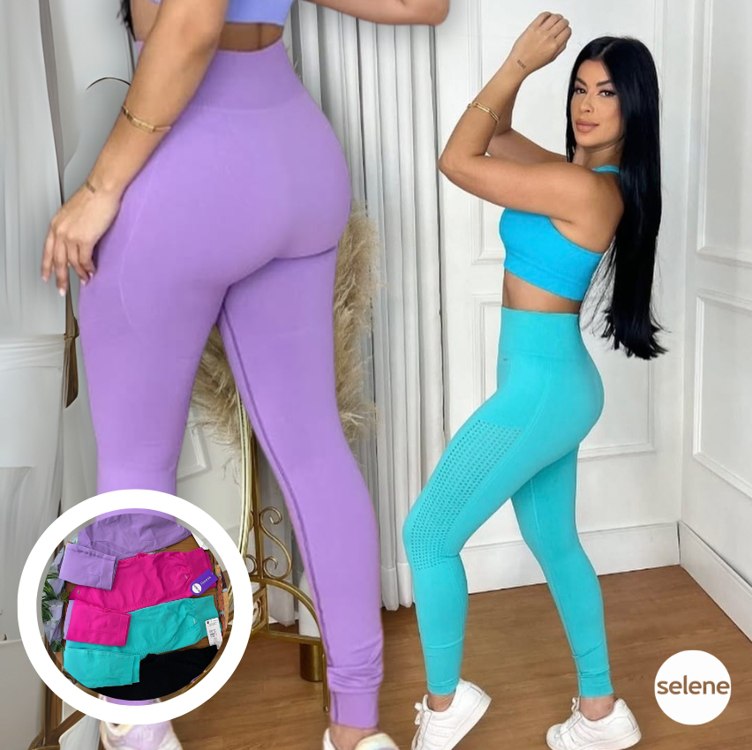 Legging Academia Poliamida Com Microfuros Sem Costura Selene