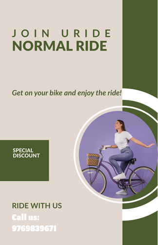 make poster show bike an persion riding that and her t shirt color is primary blue and show that t s.png
