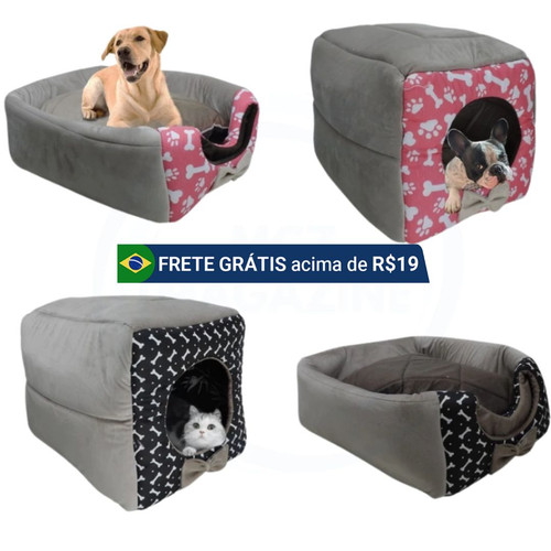 Cama Toca Iglu 3 em 1 para Cachorro e Gato Caminha Pet FRETE GRATIS.jpg