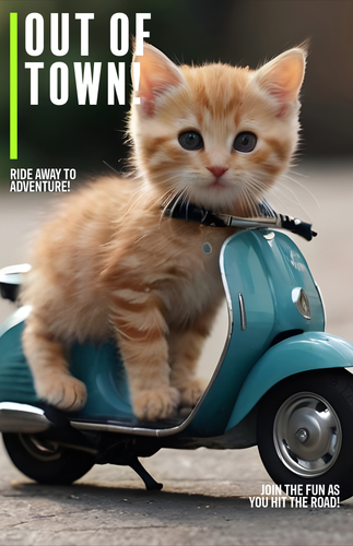 mek my moter cycle bike animated and add that poster under this text Out of town user go out of twon.png