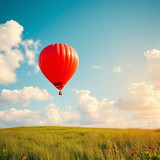 www.naked-ai.art - Red balloon flying in the sky