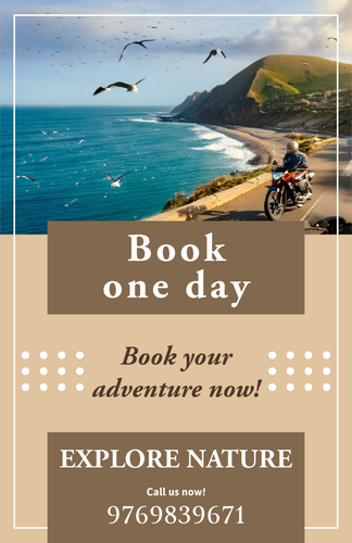 Book one day travell with moter bike and add text on that poster under Book one day animated image.png