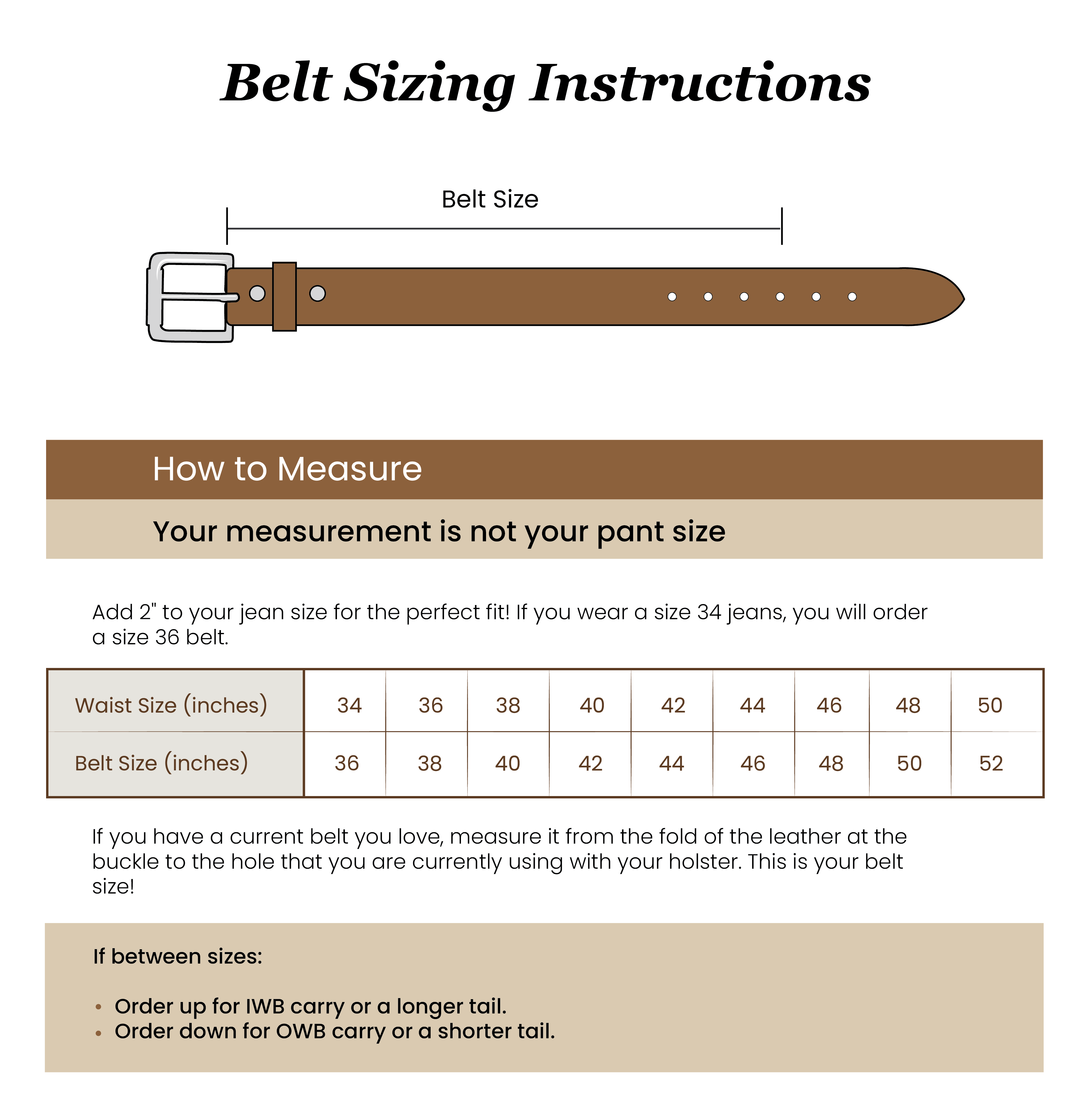 Sizing Instructions