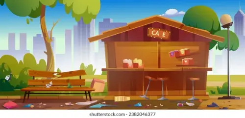 abandoned cafe front view down 260nw 2382046377.webp