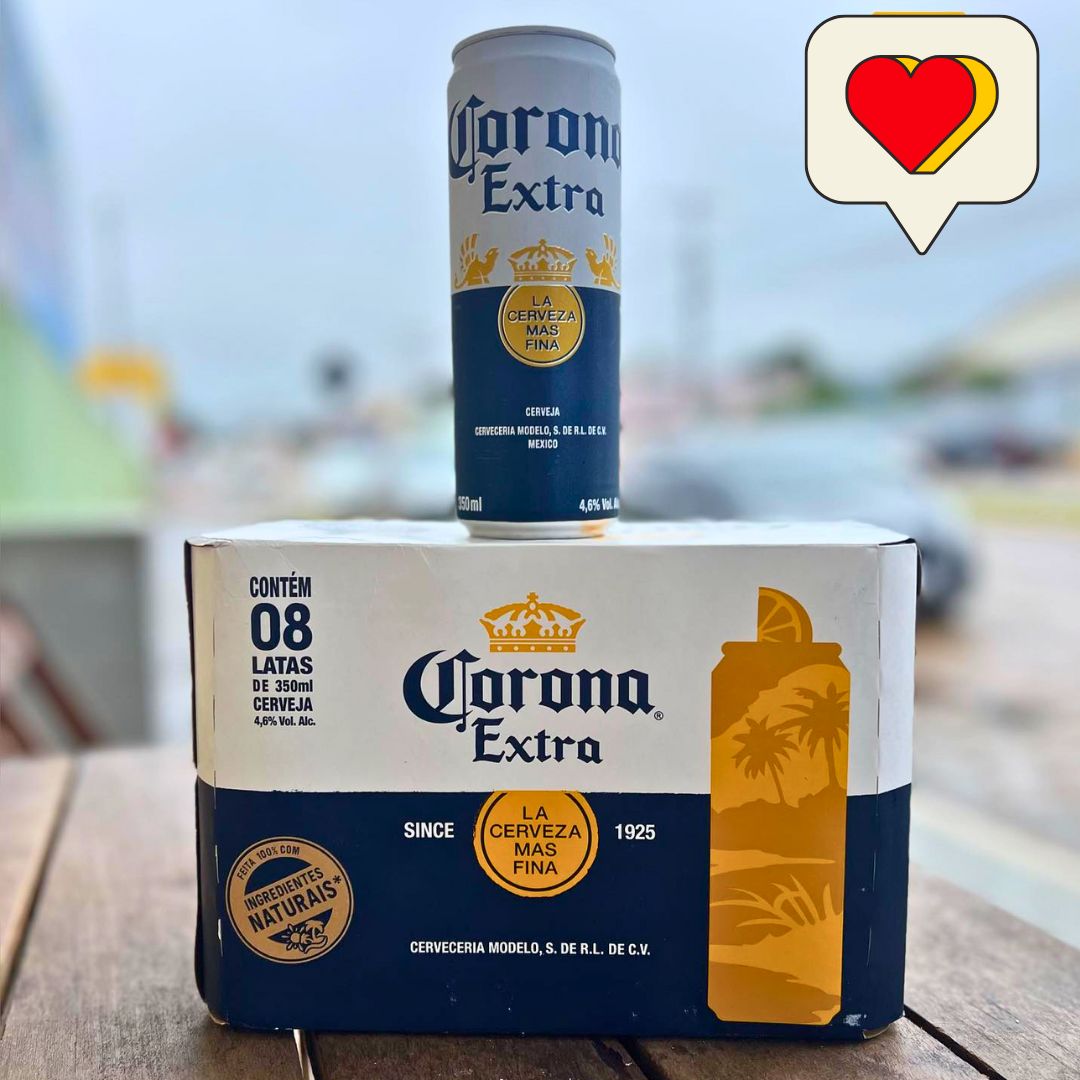 Pack Cerveja Corona Extra Pilsen, Lata, 350ml, Caixa 8 unidades