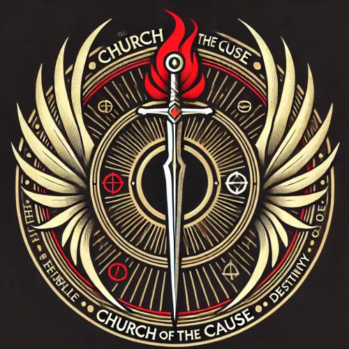 DALL·E 2025 03 13 21.24.32 A fantasy religious symbol for the Church of the Cause. The symbol consis.webp