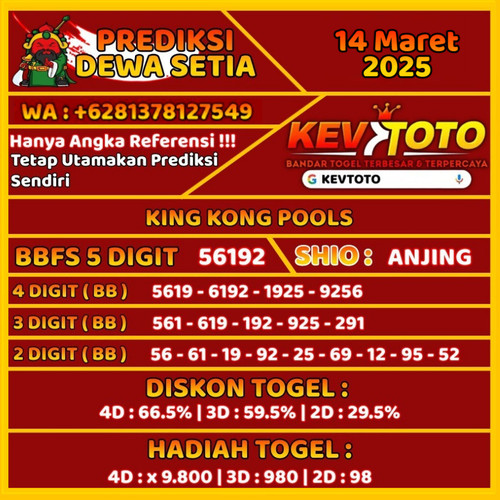 Prediksi Togel Toto 4D Kingkong Jumat 14 Maret 2025.jpg