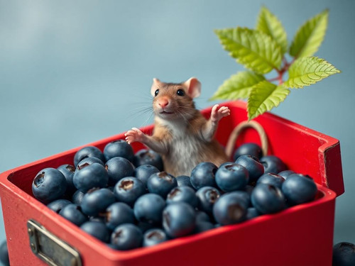 www.naked-ai.art - A red box of blue berries with a rat dancing inside.jpg