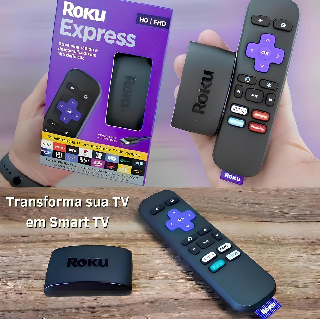 Roku Express | Dispositivo De Streaming Para Tv Hd/full Hd Com Controle Remoto