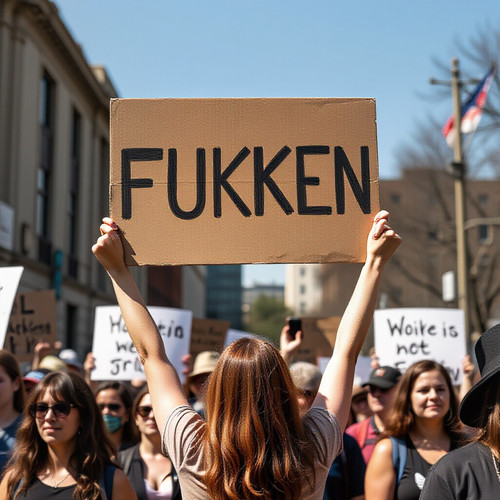 imagine a demonstration where the females hold up a sign with the letters FUKKEN on it.jpg