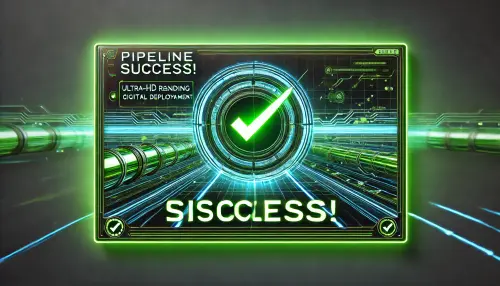 DALL·E 2025 03 15 18.52.38 A sleek futuristic banner with the text Pipeline Success! in bold, green .webp
