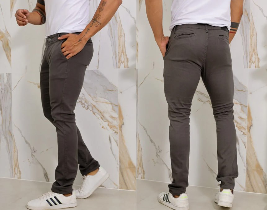 Calça Masculina Sarja Premium Esporte Fino Bolso Faca Lycra