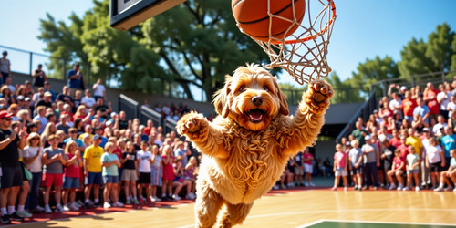  An exhilarating scene featuring Big Belly Bob the plump labradoodle with an absurdly large spherica.jpg