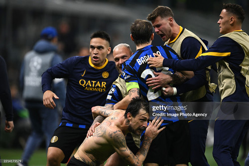 MILAN, ITALY - MAY 06: Francesco Acerbi of Internazionale celebrates his goal during the UEFA Champi.jpg