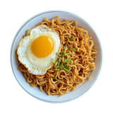 Indomie fried noodles. Indomie stir fry noodles on white background isolated. A bowl of instant nood