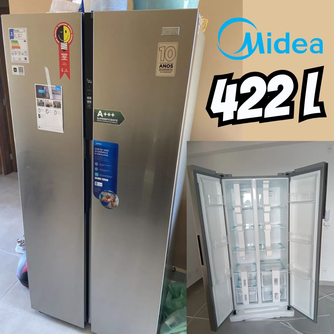 Geladeira Frost Free Side By Side 442l Cor Inox Midea Cor Prateado