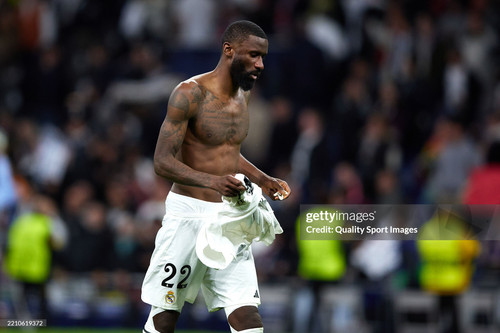 MADRID, SPAIN - APRIL 16: Antonio Rudiger of Real Madrid looks dejected after the team's defeat duri.jpg