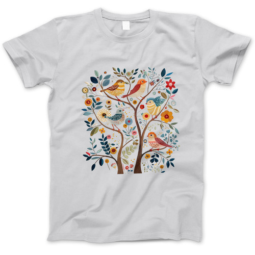 Photograph of four blank t-shirts greys beige and army green. Clipping path included. Ready for your.jpg