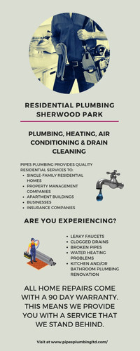 Bring the best Residential Plumbing Sherwood Park at low prices. Pipes Plumbing LTD is the top-best company for the best plumbing services in Canada. The entire work is done by the highly-qualified plumbers by their years of experience in the plumbing line. Book the fast and relevant plumbing services at low prices. Contact now at 780-699-3283 or visit at https://pipesplumbingltd.com/residential-plumbing-edmonton