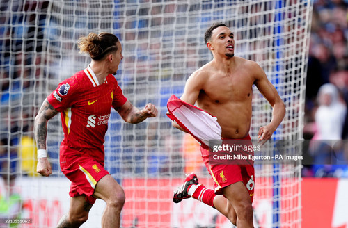 Liverpool's Trent Alexander-Arnold celebrates scoring their side's first goal of the game during the.jpg