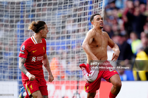 Liverpool's Trent Alexander-Arnold celebrates scoring their side's first goal of the game during the.jpg