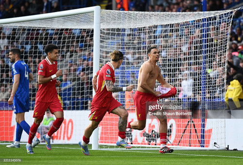LEICESTER, ENGLAND - APRIL 20: Trent Alexander-Arnold of Liverpool celebrates scoring his team's fir.jpg
