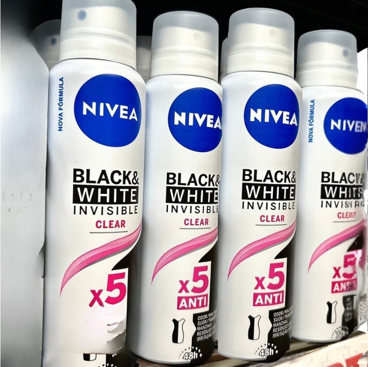 NIVEA Desodorante Antitranspirante Aerossol Invisible Black & White Clear 150ml – Proteção prolongada de 48h, cuidado suave e ação antibacteriana