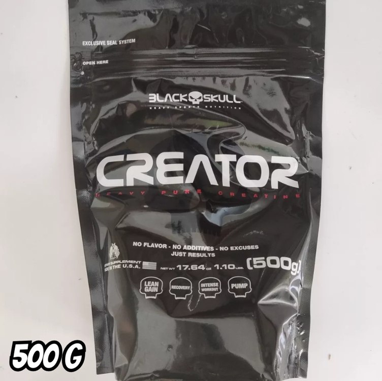 Creator – Creatina Monohidratada – 500g – Refil Black Skull Sabor Sem sabor