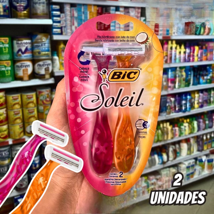 BIC Aparelho De Depilar Soleil Rosa E Laranja 2 Unidades 929994 Dupla Fita Lubrificante Com Leite De Coco