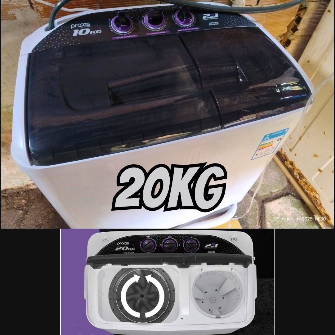 Lavadora Praxis 2 Em 1 20 Kg Premium Lava 10 Kg E Centrifuga 10 Kg Branca 127V