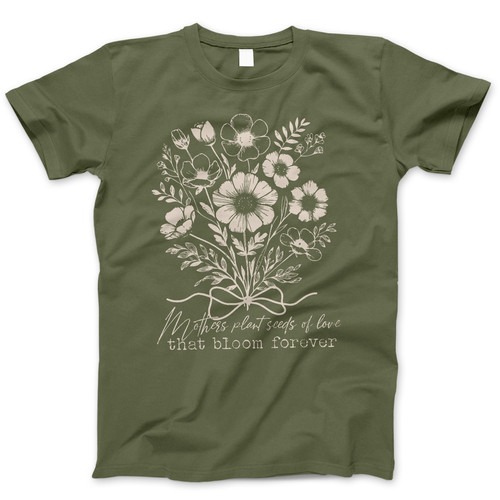 Photograph of four blank t-shirts greys beige and army green. Clipping path included. Ready for your.jpg
