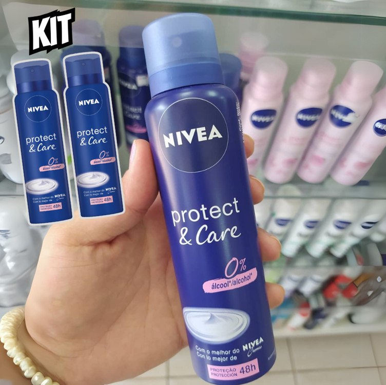 Kit Desodorante Aerossol NIVEA Protect & Care 150ML – 2 Unidades, Nivea, pacote de 2