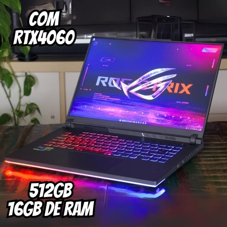 Notebook Asus Rog Strix G16 G614jv-n3094w Intel Core I9, RAM 16GB, SSD 512GB, 16 Polegadas LCD, Nvidia Geforce Rtx 4060, Windows 11 Home – Cinza