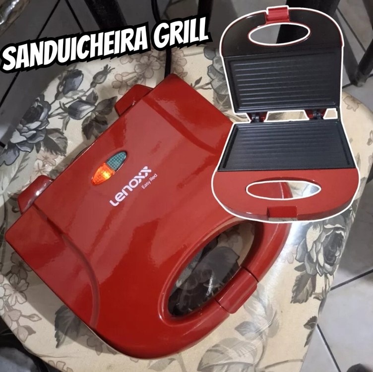 Sanduicheira Grill Antiaderente 750 Watts Easy Red Lenoxx 110V