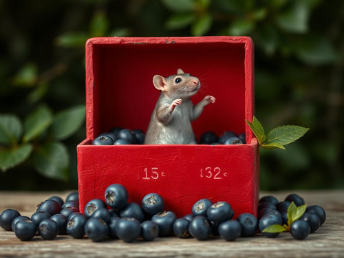 www.naked-ai.art - A red box of blue berries with a rat dancing inside.jpg